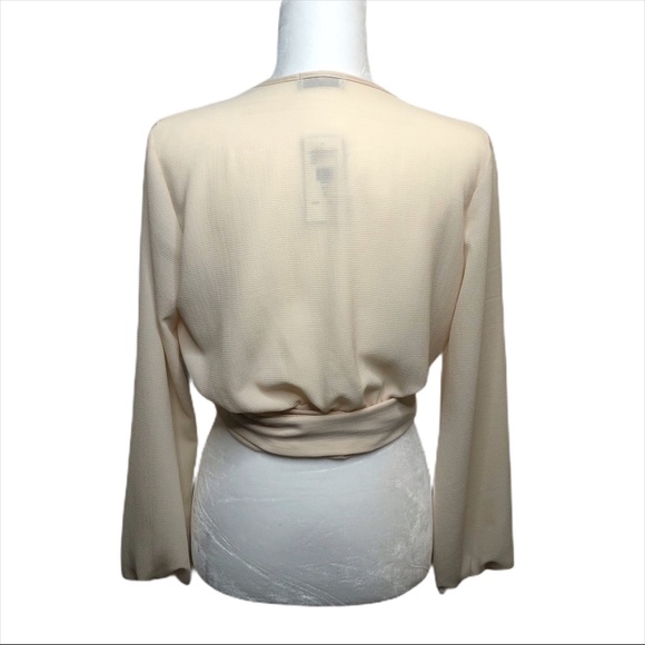 Wrap Tie Waist Ivory Long Sleeve Top - Picture 4 of 5